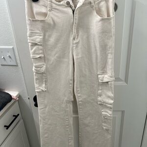 Forever 21 High Rise Bootcut Pants - Cream